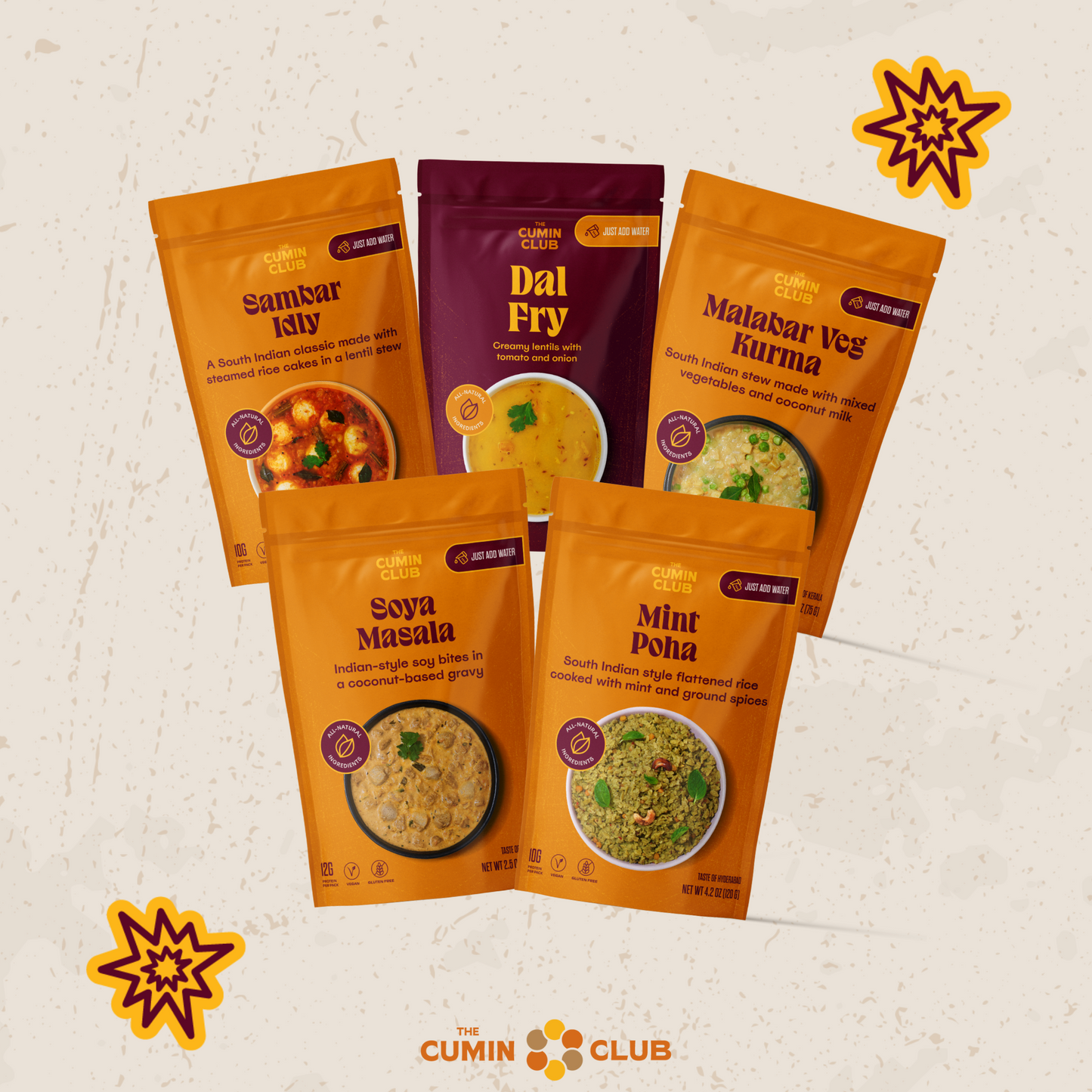 The Cumin Club Vegan 5 Pack | Healthy 5 Minute Indian Food 